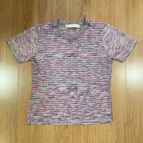 Vintage Mermaid Textured Knit Sweater Tee Purple - Picture 7 of 14